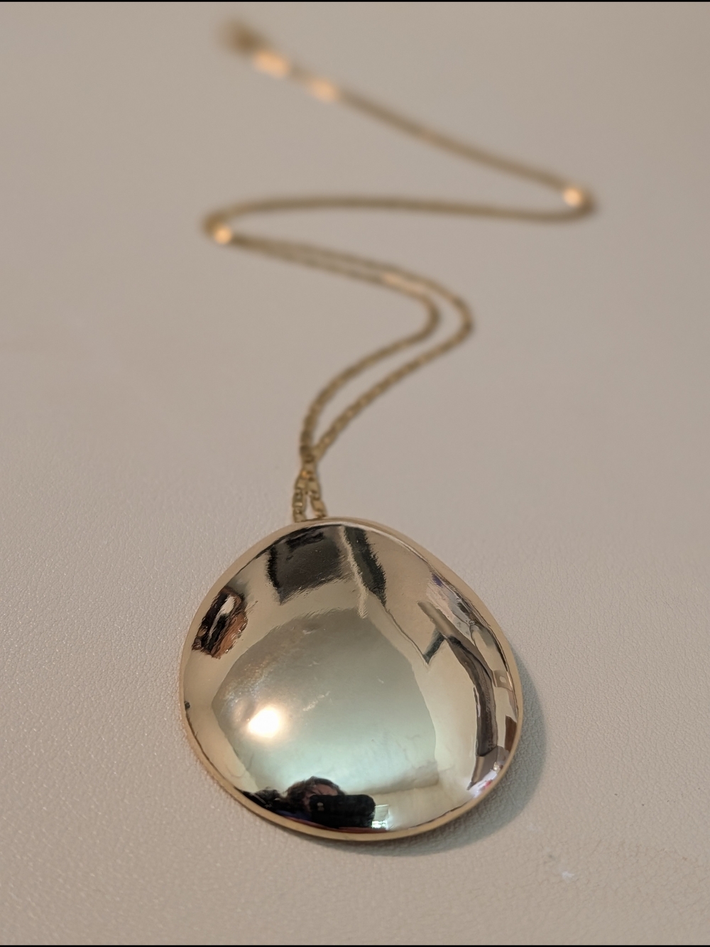 Gold Pendant Necklace for Women - Polished Dome Pendant